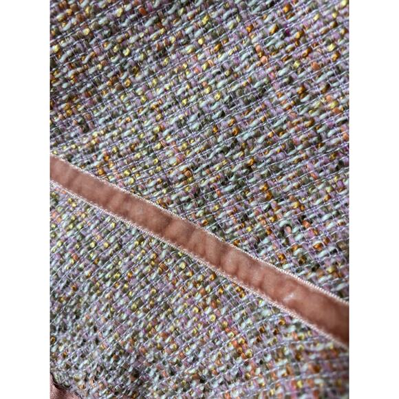 Gap Size 12 Wool Blend Black Pink Tweed Pencil Skirt Velvet Trim Flared EUC - Picture 5 of 8